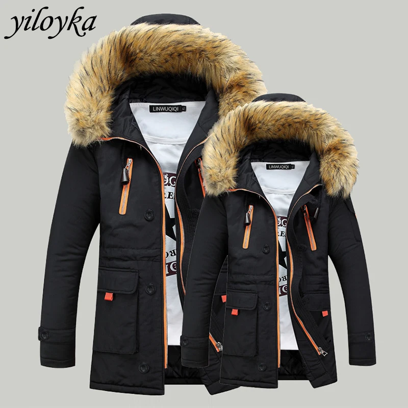 

-30 Degree Winter Jacket Men Thick Warm Parkas Big Fur Collar Hooded Man's Jackets Outwear Parka Hombre Coat Men Couple Jacket