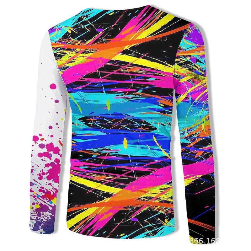 Большой размер, модный мужской топ с круглым вырезом, Повседневная футболка с длинными рукавами, Мужская футболка с 3d принтом, пуловер, топы