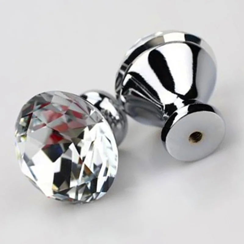 

10 Pc/Set 25mm Transparent Crystal Diamond Handle Cabinet Closet Furniture Knobs