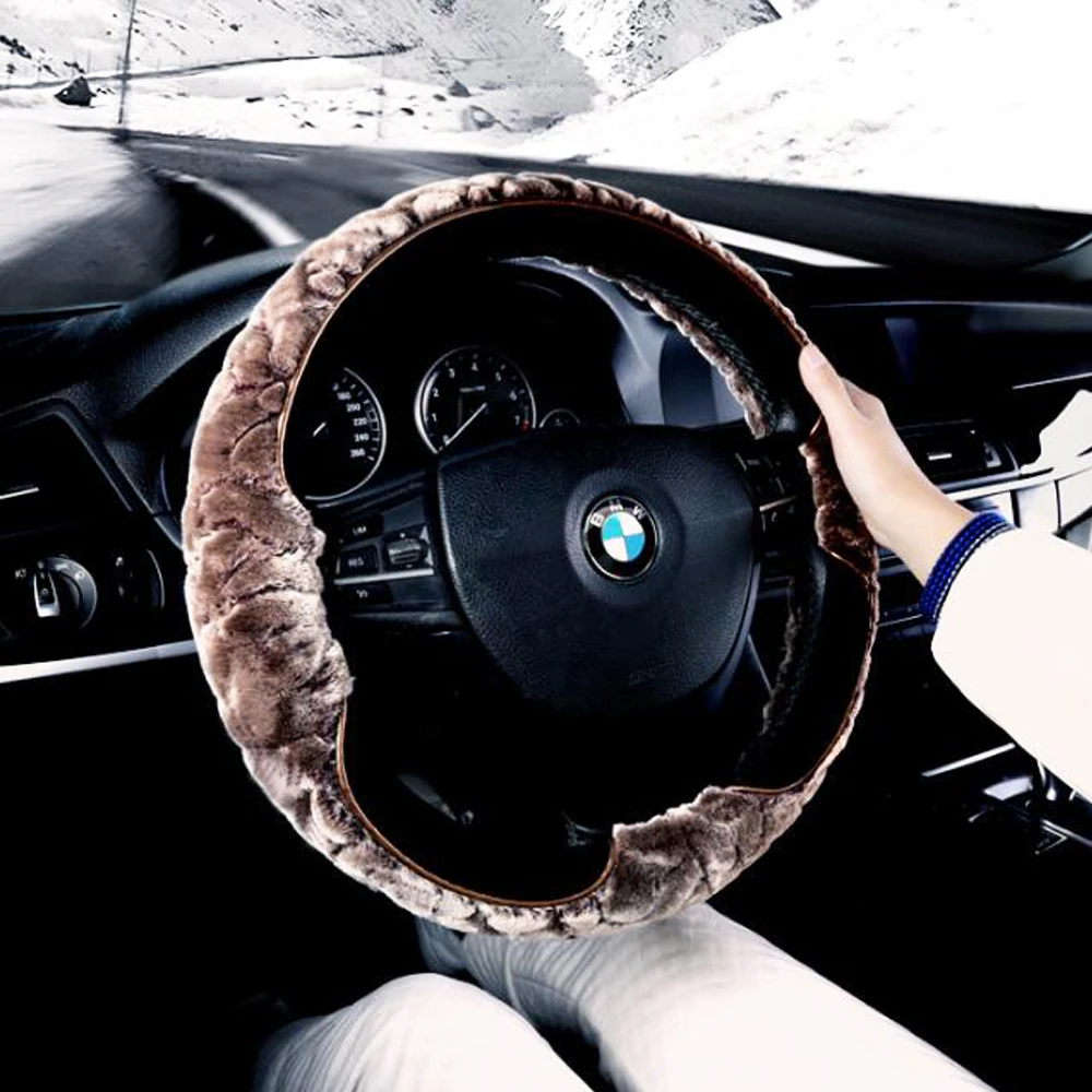 

new Winter car steering wheel cover Short plush steering cover Keep warm steering wheel Comfortable driving Diameter 38 cm