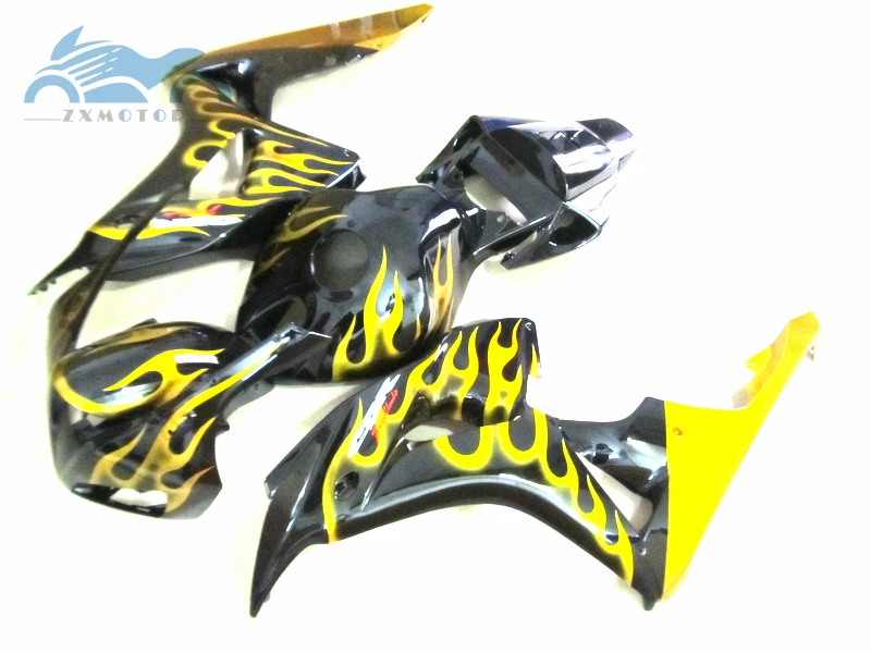 Обновите свой Комплект обтекателя впрыска, пригодный для Honda CBR1000RR 2006 2007 CBR 1000RR 06 07 черные желтые языки пламени ABS комплекты обтекателей XY43