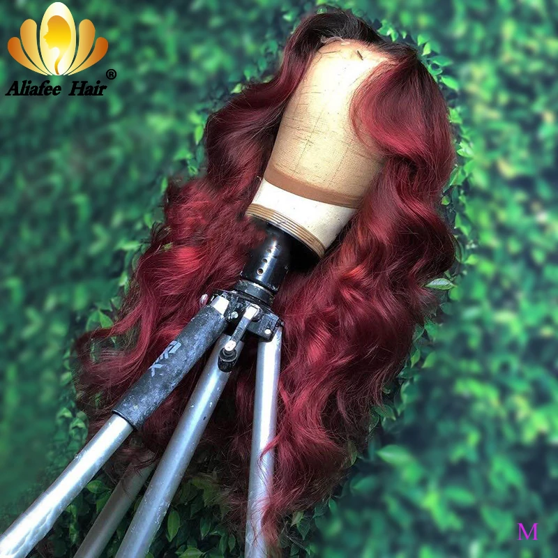 

Aliafee Hair Burgundy Colored Wigs Remy Glueless Peruvian Hair 13x4 Human Hair Wigs 150% Pre Plucked With Baby Hair For Women