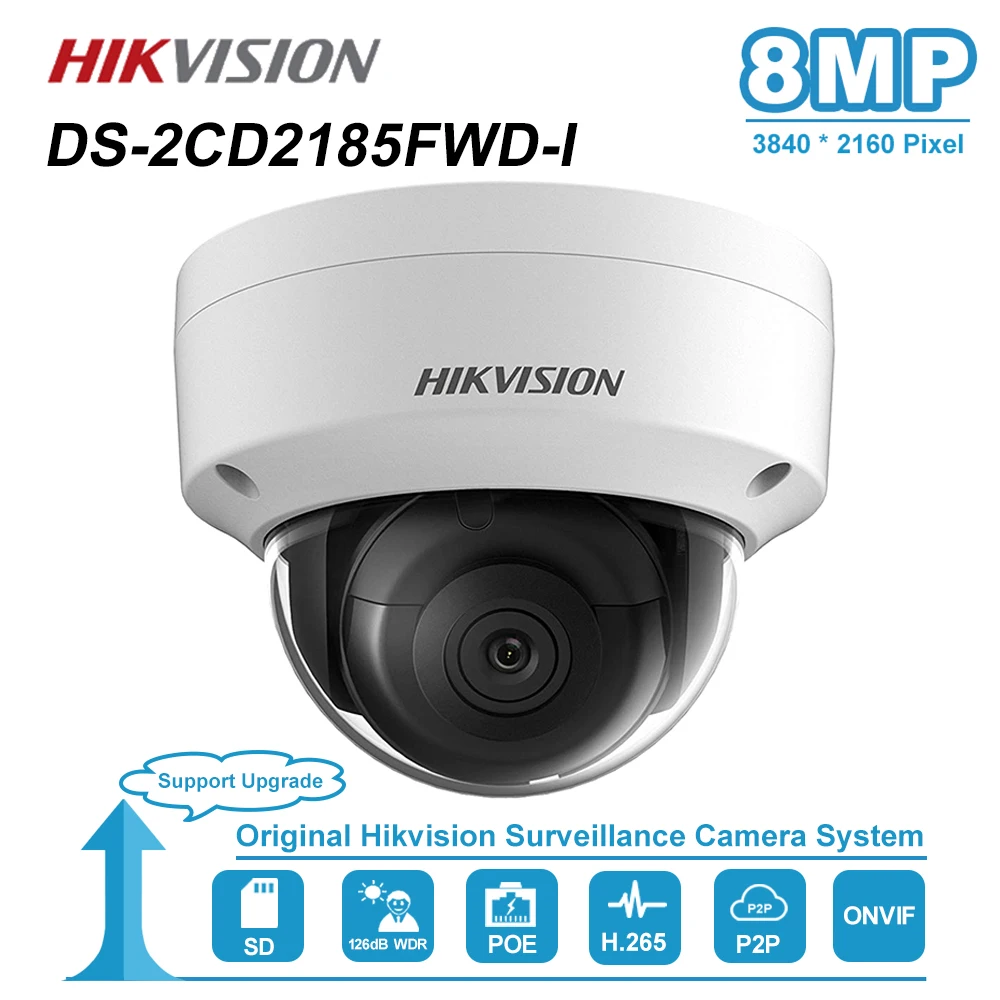 Hikvision 8MP купольная IP камера с SD слот для карты POE H.265+ Открытый Всепогодный IP67 ночного видения ИК 30 м DS-2CD2185FWD-I