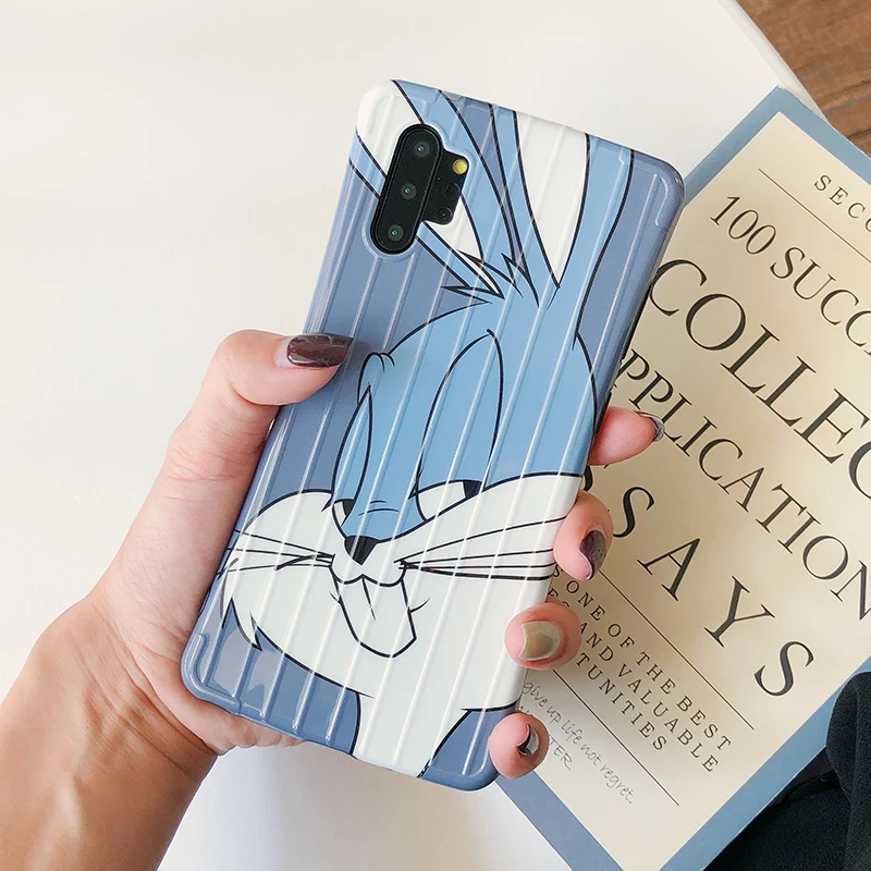YHBBCASES для samsung Note 10 8 9 Мягкие Чехлы с мультяшным кроликом для samsung Galaxy S10 Plus S8 S9 3D тонкая талия Stria чемодан чехол