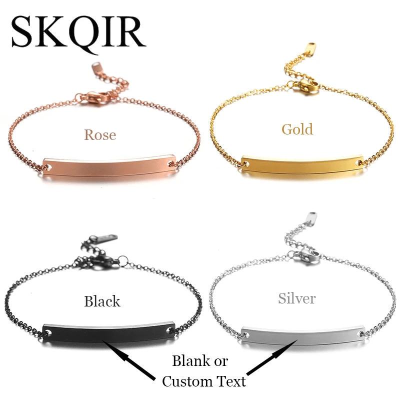 

Personalized Private Lover Name Letter Bracelet Custom Blank Engrave Your Words Date Pulseiras Gift For Women Bangle Kid Jewelry