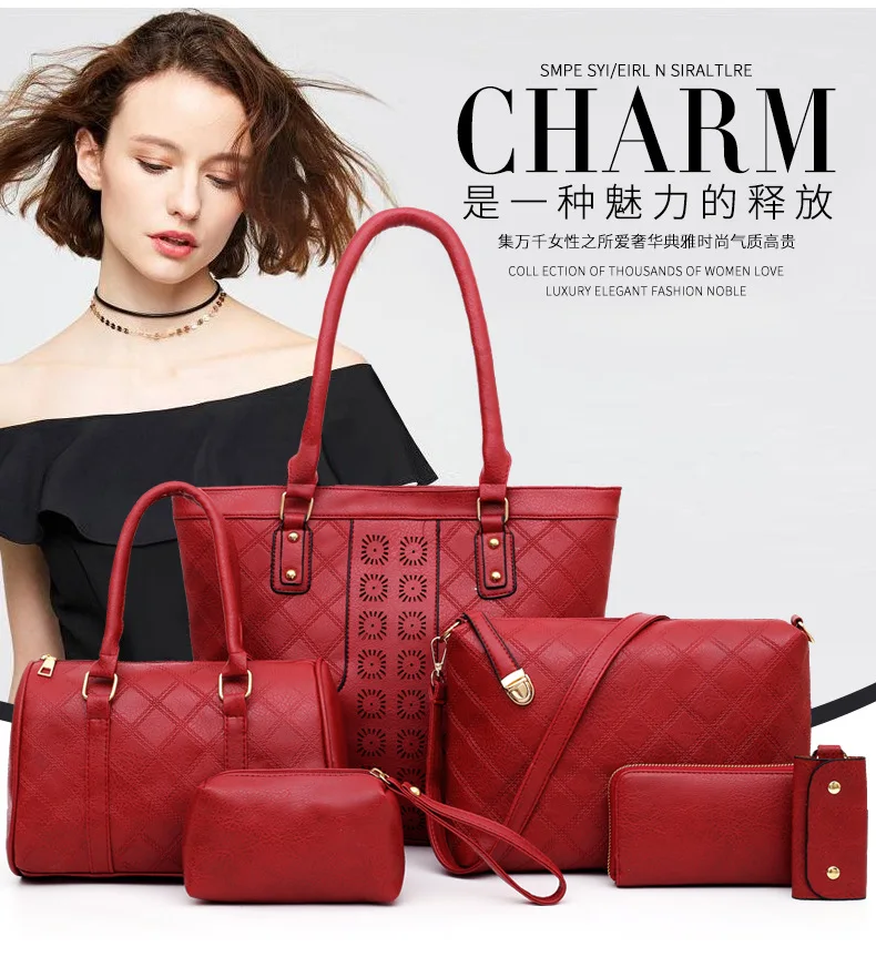 

2019 New Style Europe And America Large-Volume Six Pieces Set Different Size Bags Portable Shoulder Bag Women's Versatile Fashio