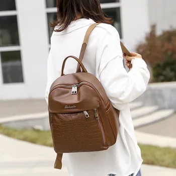 

2020New Style WOMEN'S Bag Fashion Backpack Fashion Korean-style Large-Volume Crocodile Pattern Backpack