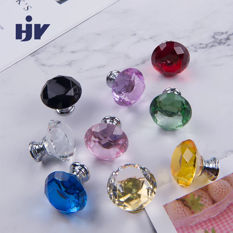 

30mm Crystal Diamond Shape Design Glass Capboard Pulls Kitchen Cabinet Handles Drawer Knobs Furniture Handle Hardware