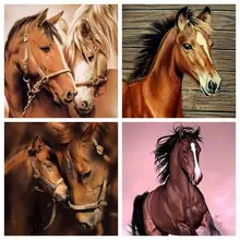 GATYZTORY 5D алмазная живопись Полная площадь DIY домашний декор мозаика Стразы картина логотип на холсте настенные художественные картины с лошадьми
