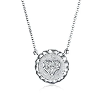 

S925 Sterling Silver Necklace Pendant Personality Charm Temperament Female Wild Heart Inlaid Zircon Item Pendant Jewelry Boutiqu