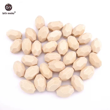 

Let's Make 20pc Wood Beads Unfinished Geometric Polygon Beads 32*22mm Teething Jewelry For DIY Teething Necklace Wooden Teether