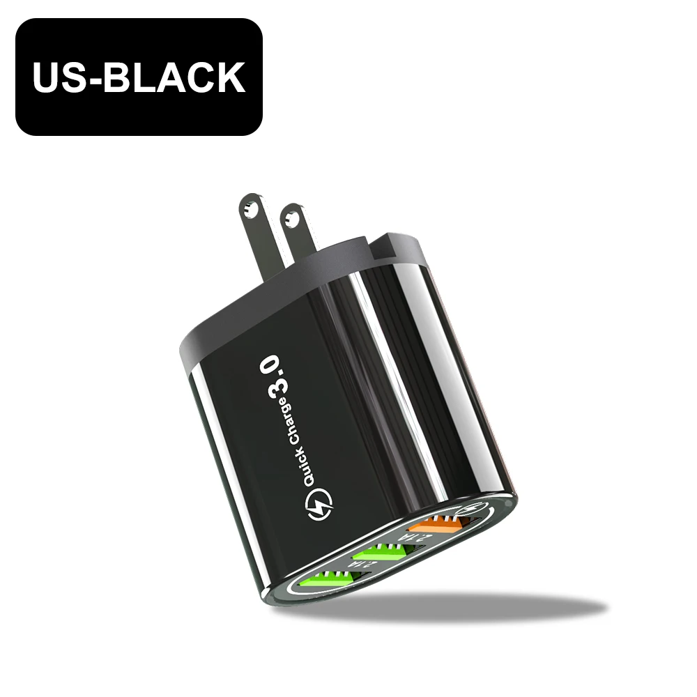 US Black Vanniso с 3 портами(стандарт Зарядное устройство 5V 3.1A Max Быстрая зарядка настенный Зарядное устройство s для iPhone X iPad samsung Xiaomi адаптер переменного тока USB ЗУ для мобильного телефона - Тип штекера: US Black