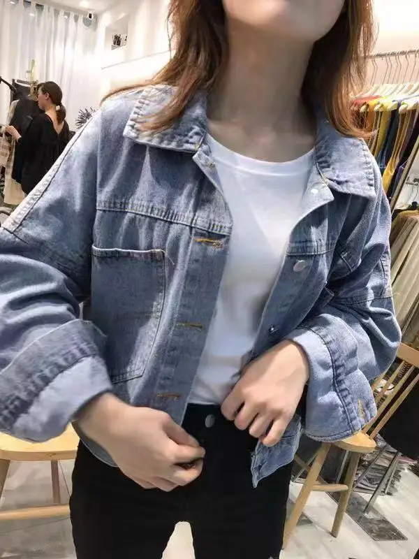 

2019 Autumn And Winter New Style Students Loose-Fit Jeans Coat Women's Korean-style Shaking Voice Network Red-Casual Jacket