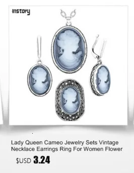 Lady Queen Cameo Jewelry Sets Vintage Necklace Earrings Ring For Women Flower Pendant Fashion Party Fashion Jewelry