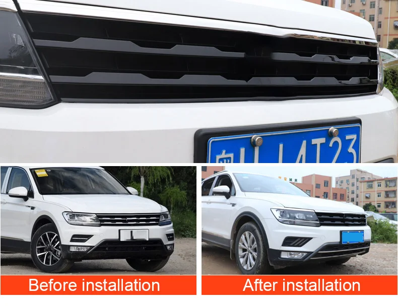 Для Tiguan второго поколения- 4 шт Передняя решетка полосы украшения наклейки бампер накладка автомобиля наружное украшение