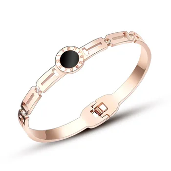 

Luxury Elegant Shell Roman Numeral Stainless Steel Bracelets Bangles for Women Female Girl Trendy Upscale Jewelry Gift Party