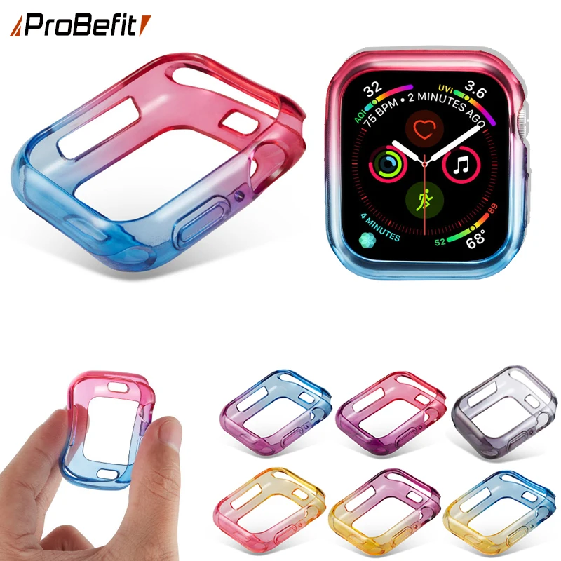 

Colorful rainbow soft tpu case for apple watch Series 4 5 40MM Shell cover for Iwatch 4 5 44MM