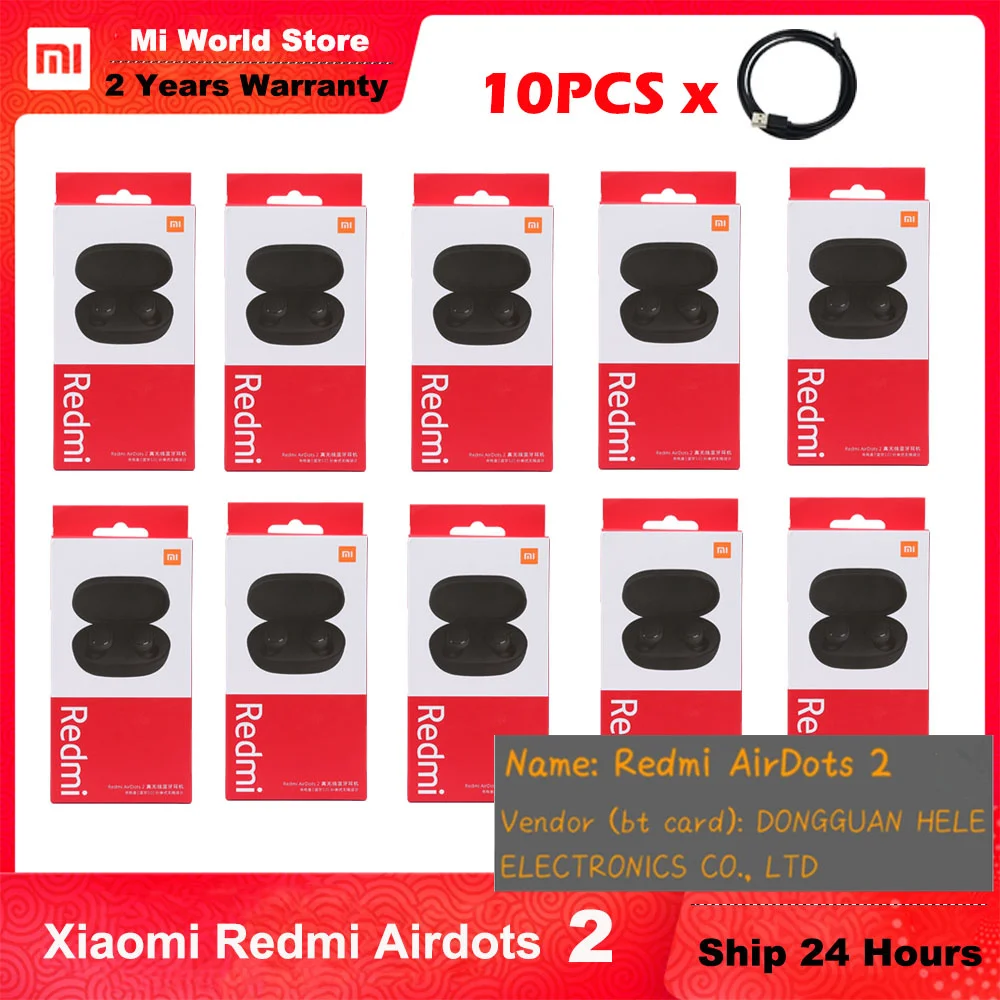 5 шт. 10 оригинальные Xiaomi Redmi Airdots 2 Xioami TWS наушники True Wireless Bluetooth 0 Mi оптом |