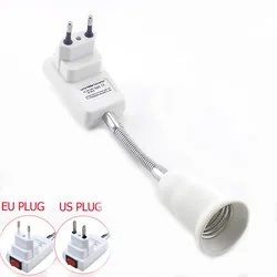 20CM E27 Lamp base wall Flexible holder Light Socket AC 110V 220V Converter Bases EU/US On/Off book light Adapter Plug Switch