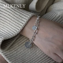 MLKENLY, Стерлинговое Серебро 925 пробы, дизайнерский тяжелый браслет queen coin INS cold с пряжкой для женщин, вечерние ювелирные изделия в стиле панк