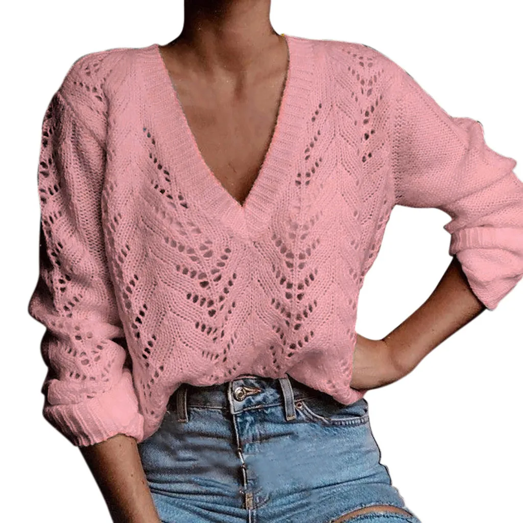 

2019 Plus Size Autumn Winter Knitting Casual Long Sleeve Solid Colors Sweater Loose Female Sweaters Fashion Women Clothing#J30