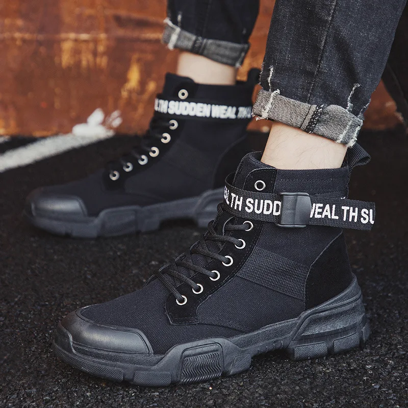 

2019 New Style Winter Workwear Martin Boots Men Mid-top Versatile England Korean-style Canvas Trendy Shoes Short Boots