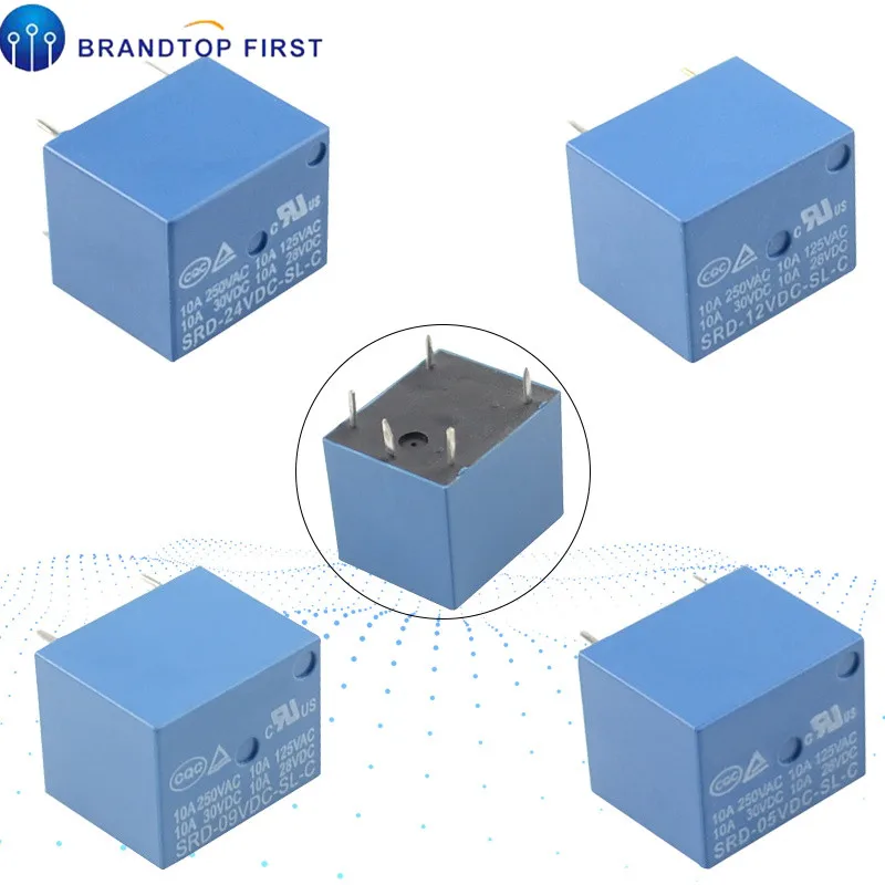 SRD-12VDC-SL-C SRD-24VDC-SL-C SRD-05VDC-SL-C SRD-09VDC-SL-C T73-5V 9V 12V 24V 5-контактный PCB Тип Мощность реле