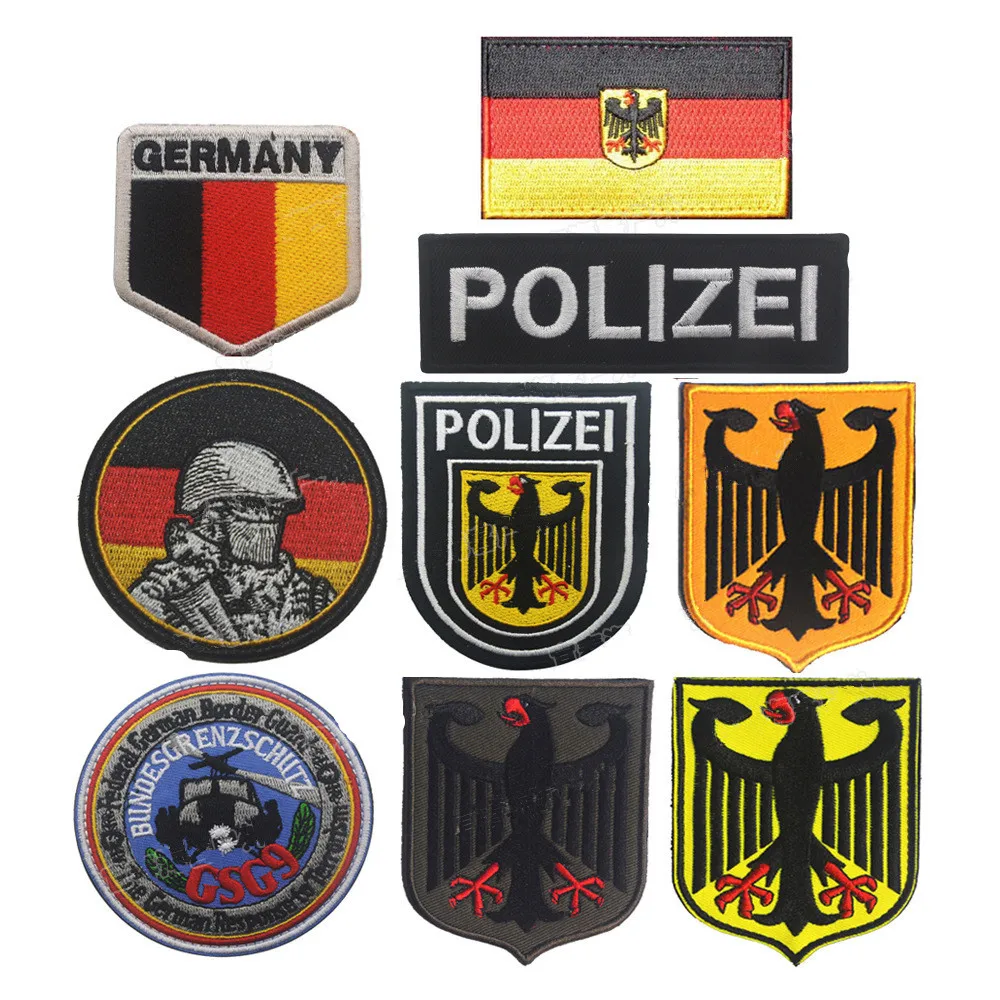 Вышивка POLIZEI полицейский Каратель ПВХ немецкий y Deutschland Орел Немецкий флаг боевой патч тактические аппликации эмблема значок