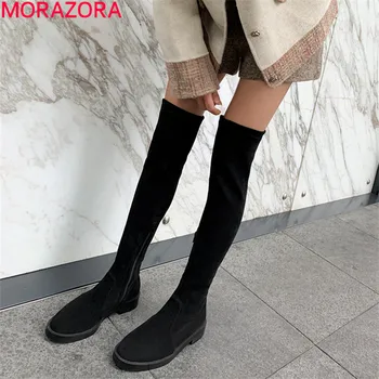 

MORAZORA 2020 autumn winter hot sale over the knee boots low heel solid simple fashion shoes round toe women boots