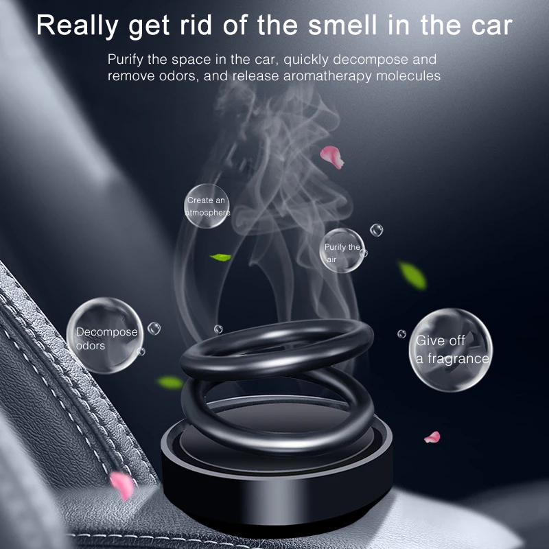 iphone charging stand Car Aromatherapy Air Freshener Double Rings Rotary Suspension Rotating Solar Auto Rotating Auto Diffuser Perfume Car Ornament cell phone holder for car