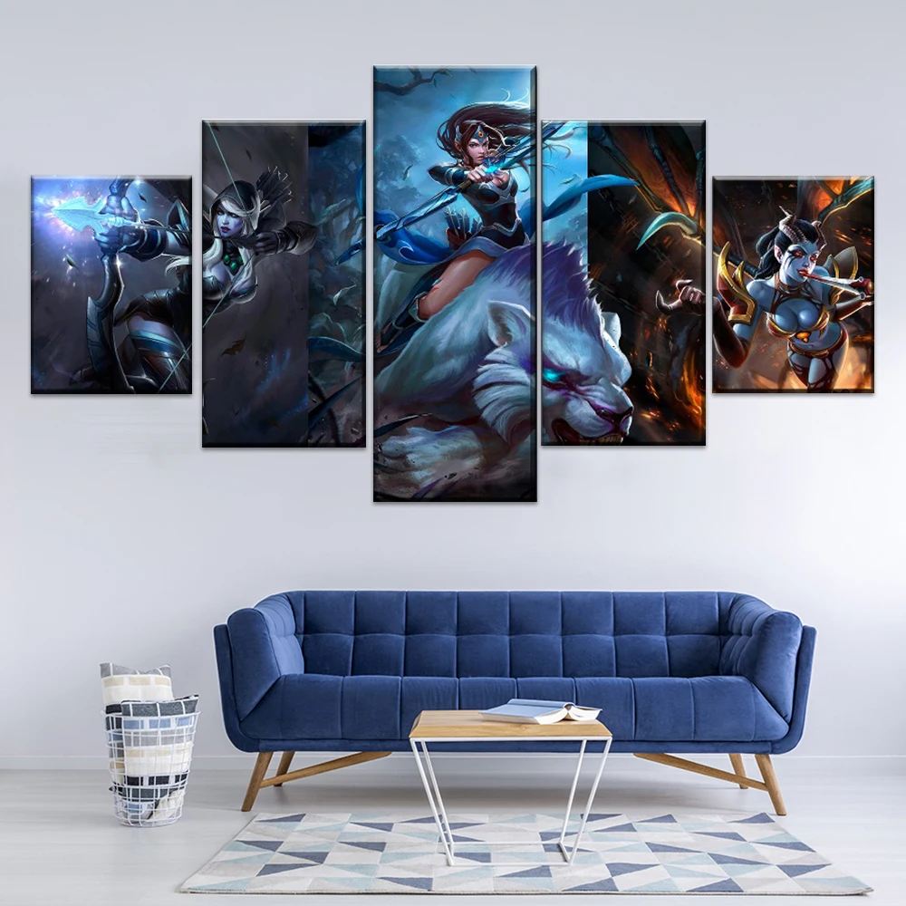 Настенные картины DotA 2 для украшения дома 5 шт. игровые Hd печать современный