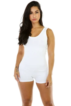 

Zuctuo Cheap Solid Athleisure Women Playsuits U Neck Sleeveless Skinny Bodysuits Fashion Workout Short Jumpsuits Sexy Overalls