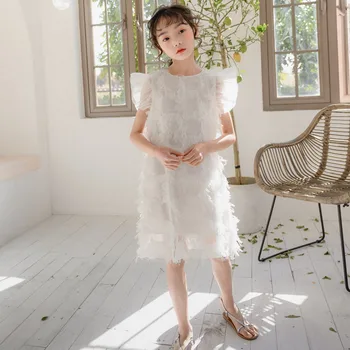 

2020 New Arrival Girls Summer Clothes Kids and Teen Girls Sweet Tassel Princess Dress Fashion Baby Girls Sleeveless Dress, #8698