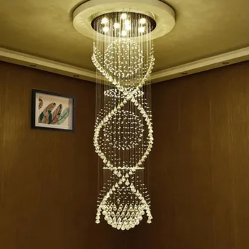 

Sale Modern Double Spiral Crystal Chandelier Superdense K9 Crystal Electric Lamp Devices Hotel Villa Crystal Ladder Chandelier