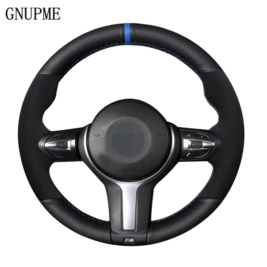 

Black Suede Genuine Leather Steering Wheel Cover for BMW F87 M2 F80 M3 F82 F12 F13 F85 X5 M F86 X6 M F33 F30 M4 M5 M6