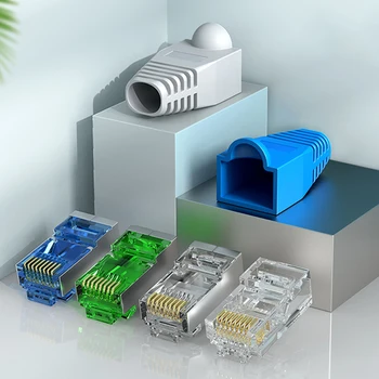 

SAMZHE Multi-color RJ45 Crystal Head Connector Jacket sheath Ethernet Cable Protective Case Network plug Socket boot cap SLEEVE
