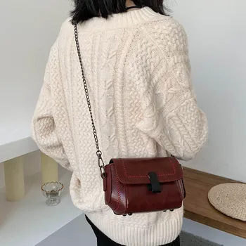 

Retro Lady Small Shoulder Bags Female Cover Purse Mobile Messenger Bag Chain Pu Leather Crossbody Bags For Women Small Bag J4