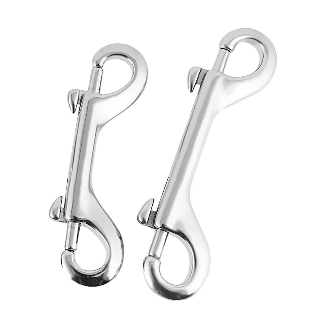 2Pcs Stainless Steel Marine Double Ended Bolt Snap Hook Double Sided Snaps for Luggage Bag Strap Silver