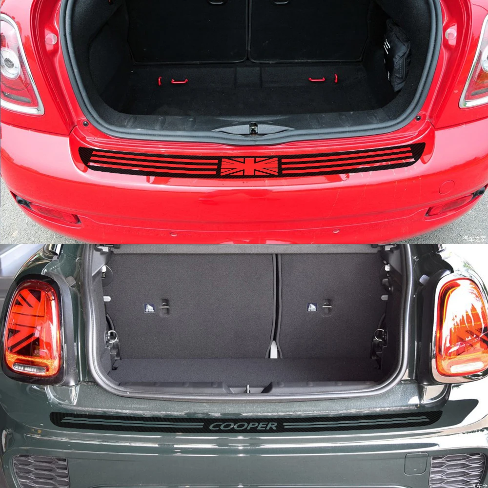 Carbon Fiber Car rear bumper Trunk load edge Protector Guard Trim Stickers For MINI Cooper S JCW R5