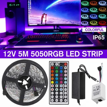 

5M LED Strip 12V Ribbon LED Light Strip RGB Tape SMD 5050 Flexible Diode Tape with Remote For Home Christmas Party