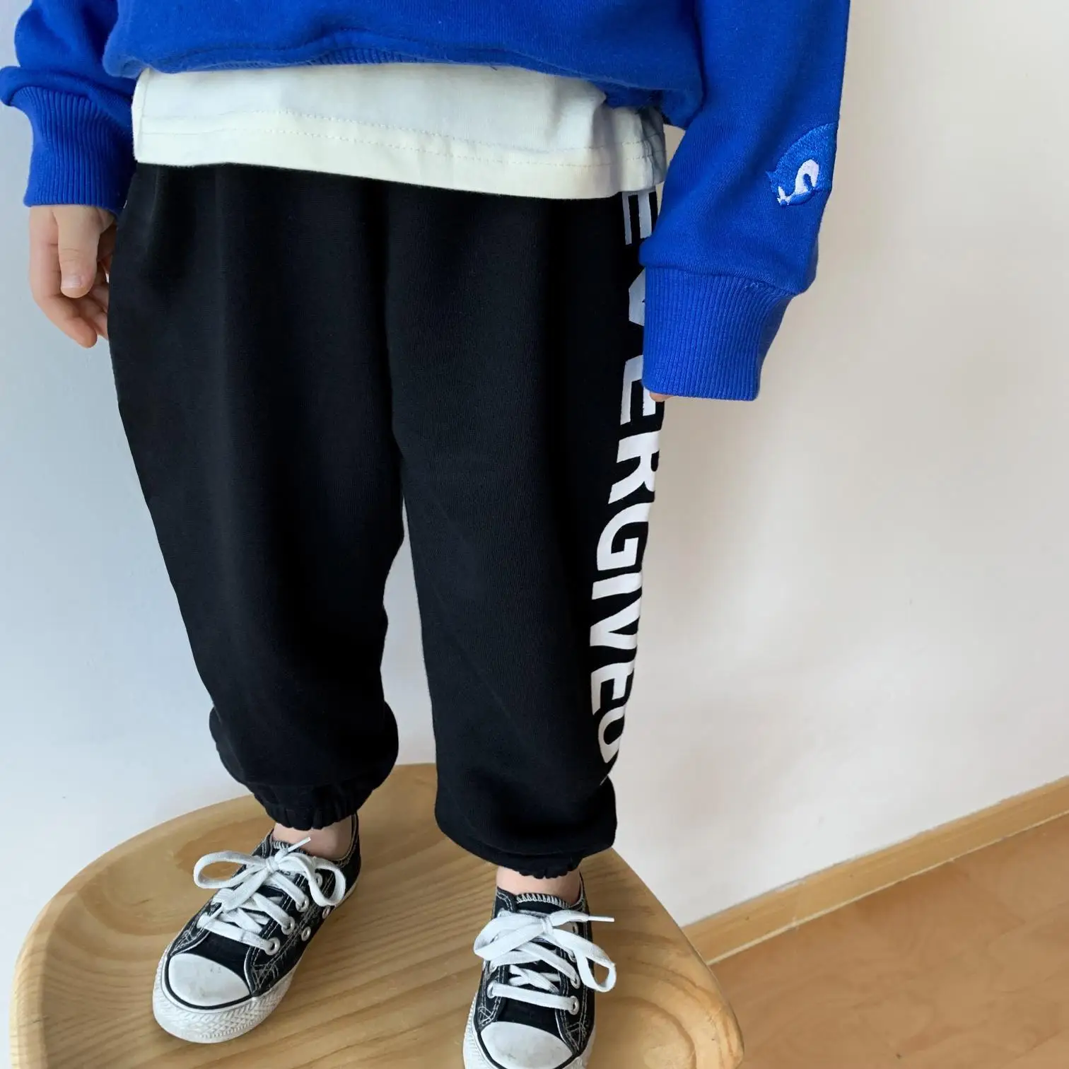 Mn2019 Autumn And Winter New Products INS-Children Two-color Unilateral Printed Letter Casual Athletic Pants