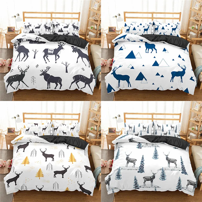 

Luxury 3D Elk Print 2/3Pcs Comfortable Animal Duvet Cover Pillowcase Bedding Sets Home Decor Single Queen and King EU/US/AU Size