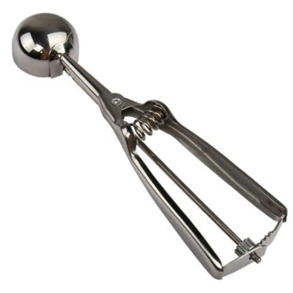 Spring Handle Stainless Steel Ice Cream Spoon Steel Mashed Potatoes Watermelon Jelly Fruit Ball Diggin Spoon Kitchen Accessories