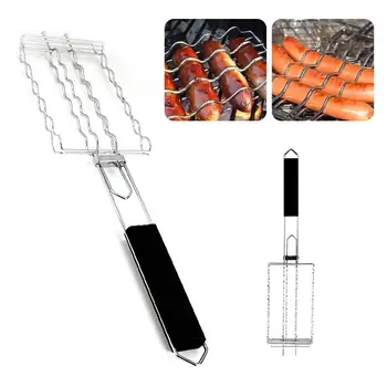 

Environmental Barbecue Steak Stainless Steel Economic Meat Hot Dog Folder Creative Sausages Cooking Grill Clip BBQ Home Outdoor
