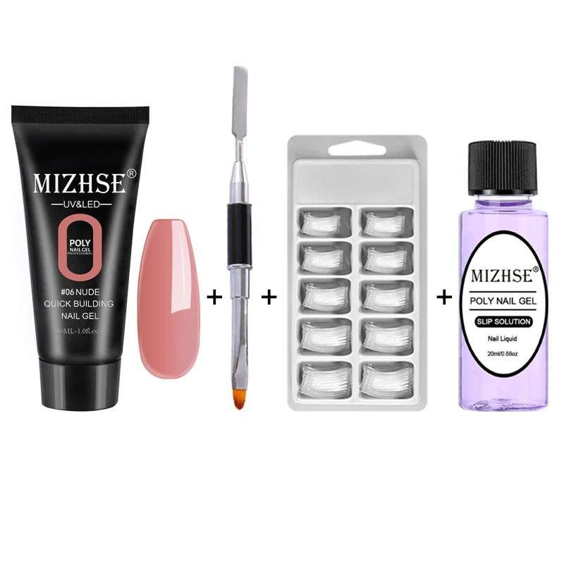 MIZHSE набор для наращивания ногтей, цветной полигелевый набор с Nial формой, УФ светодиодный акриловый гель для наращивания, твердый гель, полигелевый Набор для маникюра - Цвет: MS-Set02-P06