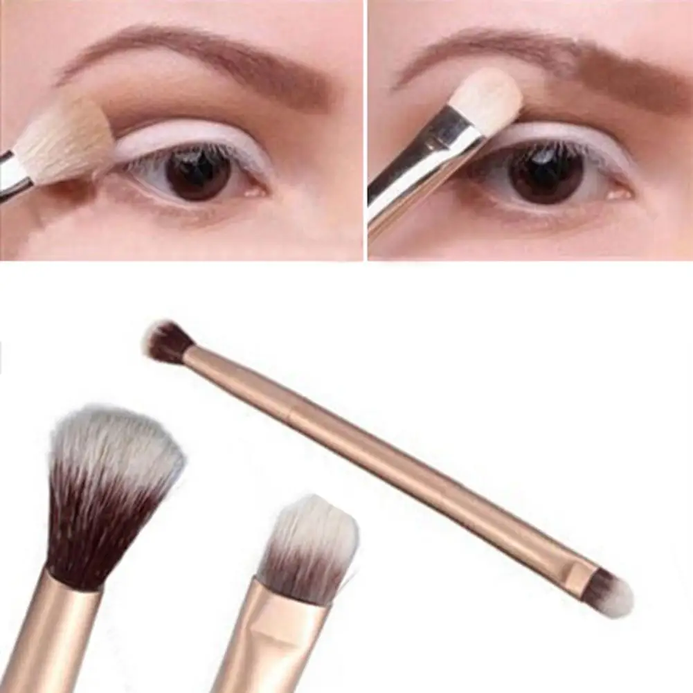 

HOT SALE Luxury Champagne Double Heads Soft Makeup Brush for Eyebrow Eyeshadow Facial Beauty Tool