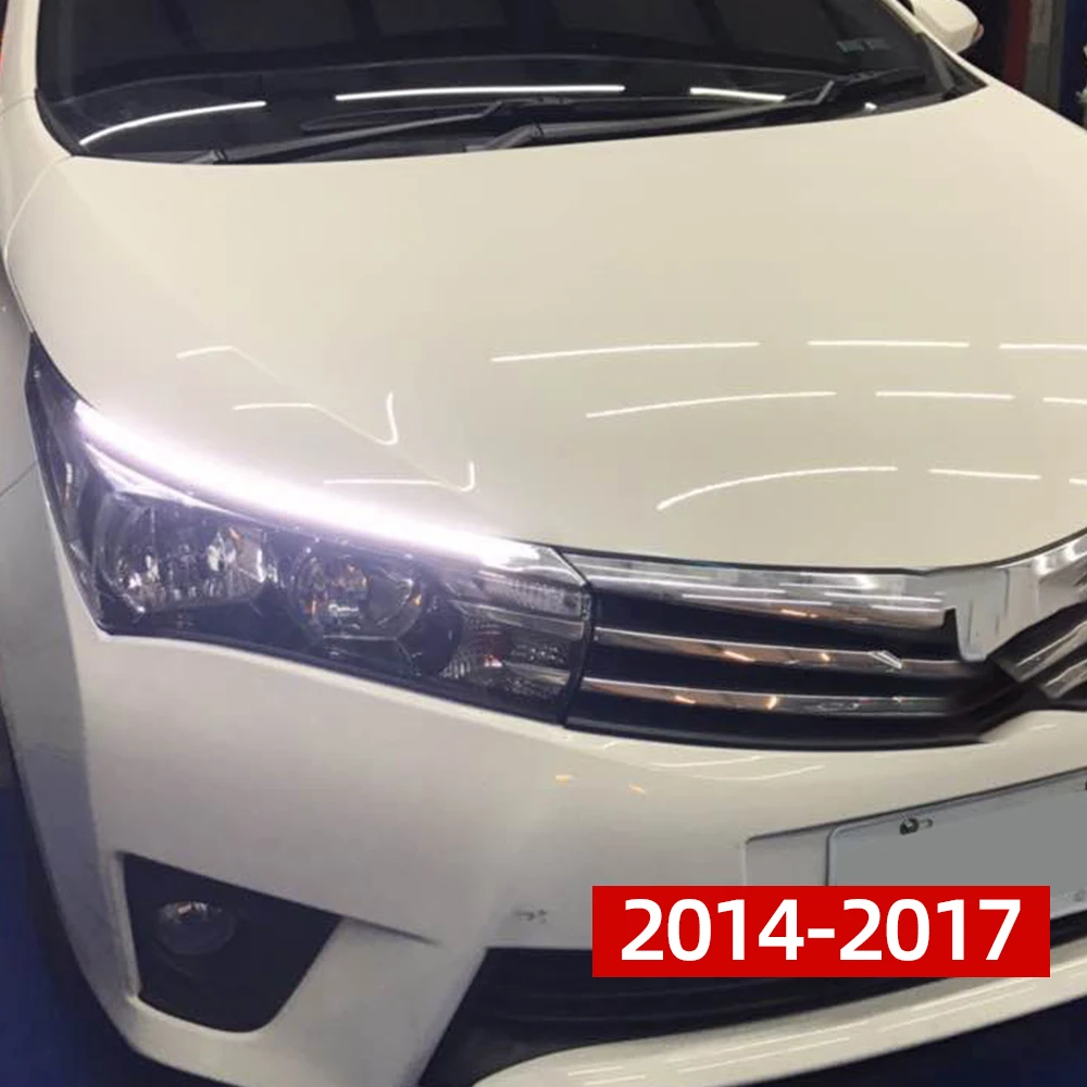 1 пара светодиодный DRL головной светильник для бровей дневной ходовой светильник для Toyota Corolla струящийся динамический желтый
