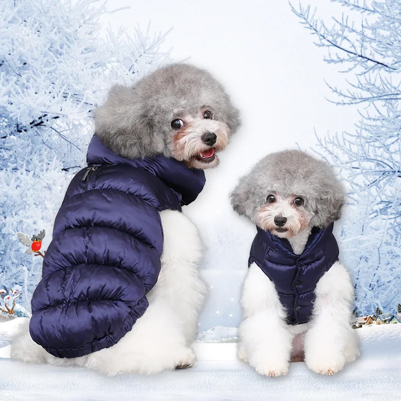 Теплая одежда с принтом в виде собак для маленьких собак ветрозащитный зимний Pet курта для собак подкладке одежда на Хлопчатобумажной Подкладке одежда для щенков жилет одежда для Йорка Чихуахуа Одежда