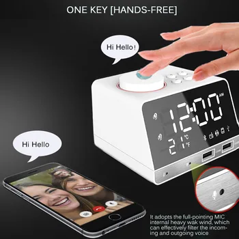 

LED Digital Alarm Clock K11 Bluetooth 4.2 Radio Alarm Clock Speaker With 2 USB Ports Home Decoration Snooze Table Clock
