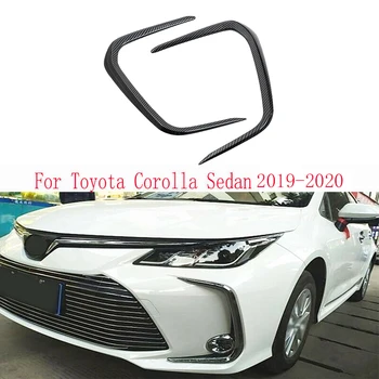 

2Pcs ABS Carbon Fiber Front Fog Light Lamp Decoration Eyebrow Frame Cover Trim for Toyota Corolla 2019 2020